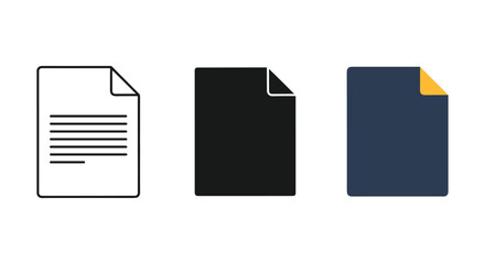 Set of document icons in different colors and styles