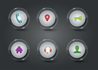 Digital Button Sets Shiny Circles Vector Design