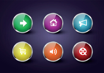 Shiny Multicolors Circles Webpage Button Vector Design