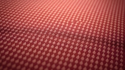 Close up of a textured red fabric with a grid like pattern