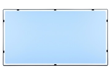 Rectangular LED light panel with a soft glowing blue surface isolated on a transparent background