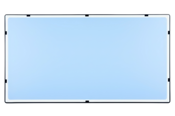 Rectangular LED light panel with a soft glowing blue surface isolated on a transparent background