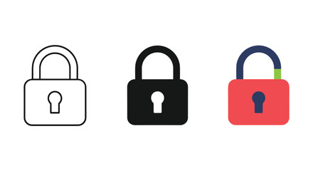 Set of three different pads lock icon