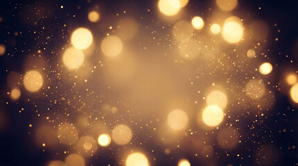 Obraz premium Abstract golden glowing Christmas bokeh lights background