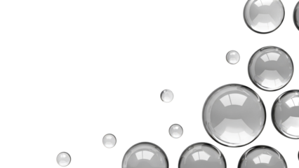 Abstract Silver Spheres With Reflections On Black Background