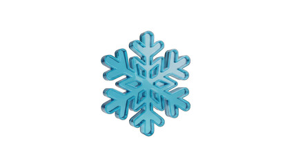 A Single Crystalline Blue Snowflake Icon Isolated on a Transparent Background Representing Winter and Cold Weather Occasions