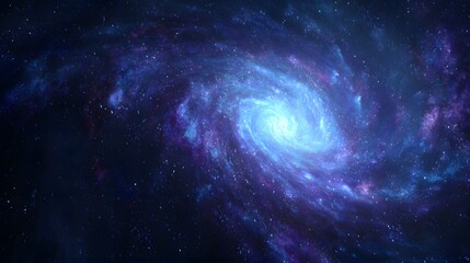 Vibrant Blue Spiral Galaxy with Swirling Nebula and Stars.