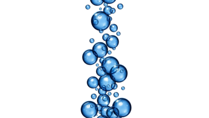 Abstract Blue Bubbles On Black Background With Sparkles