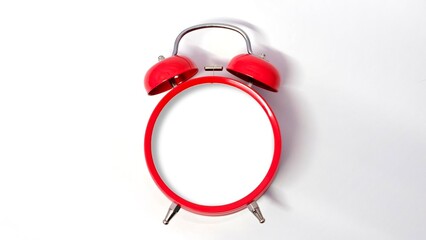 Red alarm clock isolated on white background. Concept of time. Clock face isolated white as a mock up