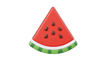 A Refreshing Slice of Watermelon with Black Seeds and Green Rind Isolated on a Transparent Background Perfect for Summer Themes