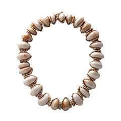 Obraz premium Front view of a Maasai layered leather and bead necklace floating in the air, studio shot, isolated on a white transparent background