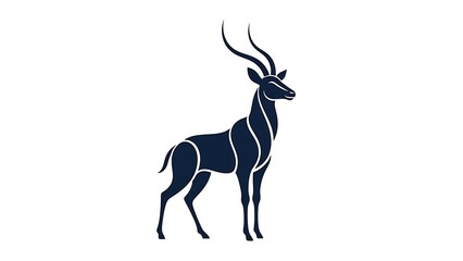 Elegant Silhouette of a Majestic Antelope with Curving Horns.