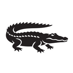 Alligator symbol for branding and wildlife design, black vector icon