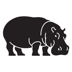 Zoo animal hippo symbol for wildlife apps and childrens design, flat vector icon