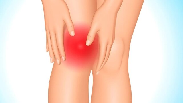 Knee Pain Hand Touching Injured Joint.