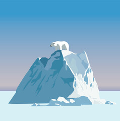 Polar bear on an iceberg in Antarctica vector © Shamim