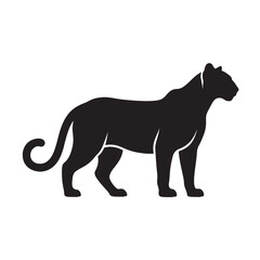 Obraz premium Wild animal logo design with black panther silhouette for branding and nature concepts, vector icon