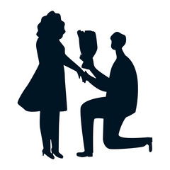 Romantic Couple Silhouette. Vector Illustration.