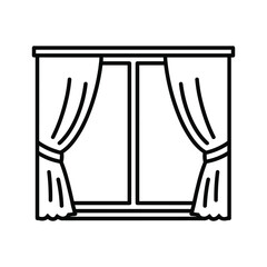 Simple black and white curtain icon