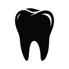 Black silhouette of a molar tooth on white background