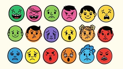 Diverse Cartoon Faces Vector Illustration