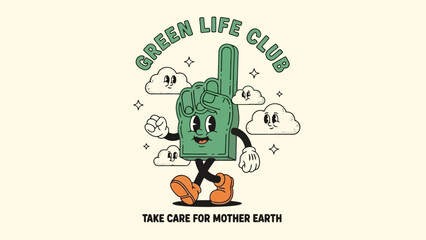 Green Life Club Mascot Vector Illustration