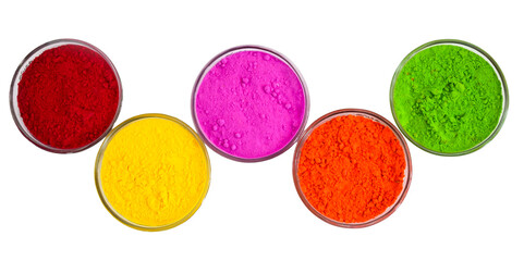 colorful color s paint or powder in bowls isolated