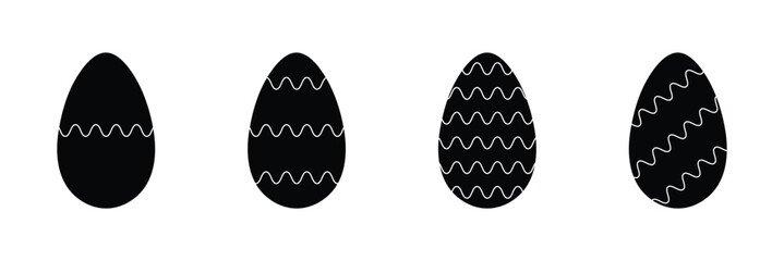 Easter eggs icon set. set of decorated ester eggs vector. spring easter black and white egg elements. Vector Illustration .EPS 10 .