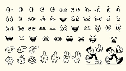 Cartoon Character Parts Vector Illustration Set