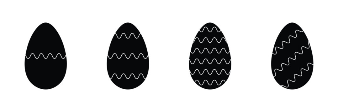 Easter eggs icon set. set of decorated ester eggs vector. spring easter black and white egg elements. Vector Illustration .EPS 10 .
