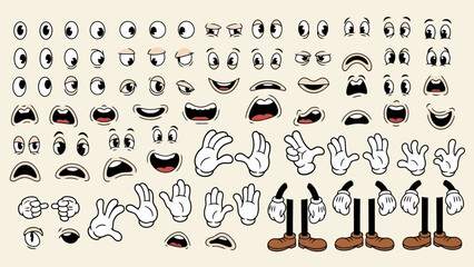 Retro Cartoon Character Elements Vector Pack