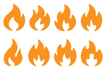 Fire, flame line icon set. burning, heat, energy icons in line art style collection