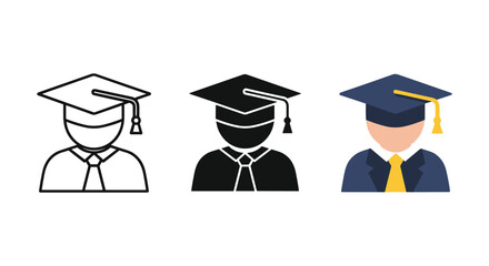 Graduate icons representing educational achievement