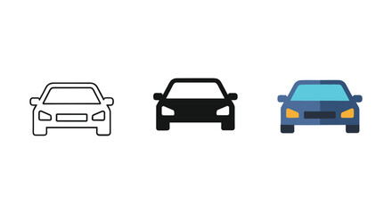 Three different car illustrations side by side on white background