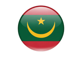 Glossy oval flag of mauritania with a star and crescent isolated on transparent background