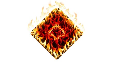 Fiery Diamond Shape on White Background Captivating Graphic Element Symbol