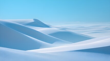 雪丘の曲線が続く冬の風景背景