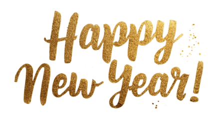 Happy New Year in a golden glitter font | transparent png