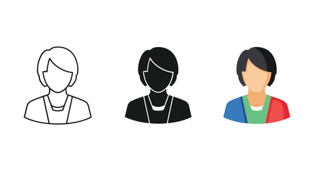 Three different style female avatars