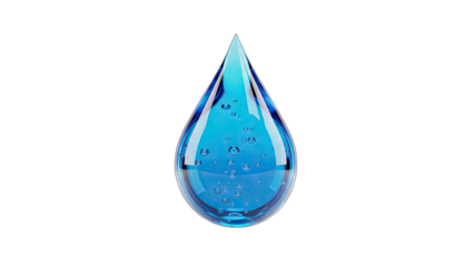A Clear Blue Water Droplet With Small Bubbles Suspended Against A Solid Black Background Featuring Reflected Light And Transparent Qualities
