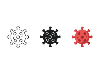 Virus icon set with different color