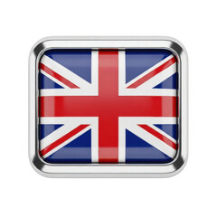 Shiny united kingdom union jack flag emblem with metallic border isolated on transparent background