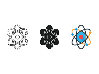 Atomic structure icons in various styles