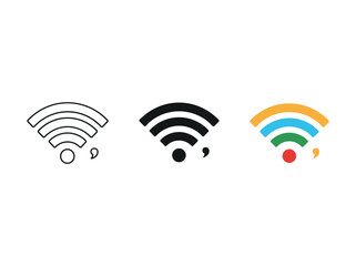 Different wifi signal icon designs on white background