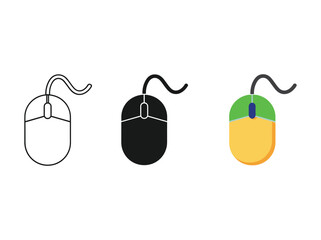 Computer mouse icon set in various styles