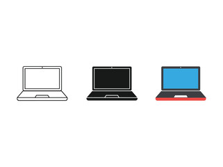 Laptop computer icon set with different colors