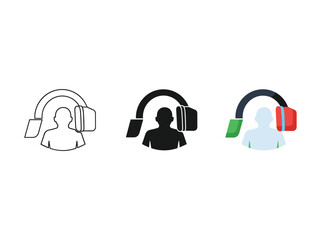 Customer support representative icons with headphones
