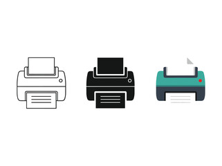 Printer icons in different styles and colors