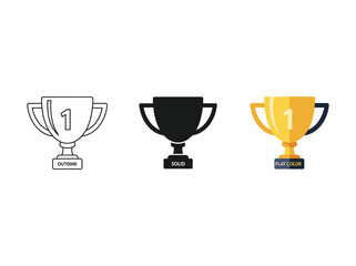 Three different trophy icons for winner
