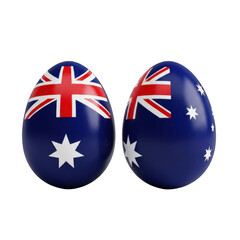 Two australian flag decorated easter eggs isolated on transparent background